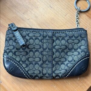 Coach Black and Gold Signature Keychain Pouch